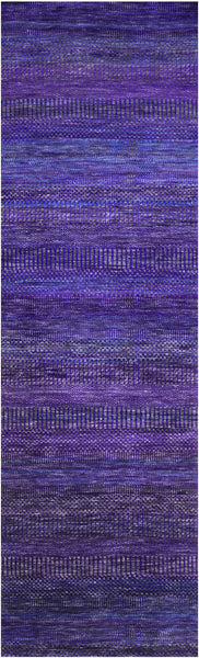 Purple Savannah Grass Handmade Wool & Silk Runner Rug - 2' 6" X 8' 0" - Golden Nile