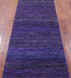 Purple Savannah Grass Handmade Wool & Silk Runner Rug - 2' 6" X 8' 0" - Golden Nile