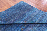 Blue Savannah Grass Hand Knotted Wool & Silk Rug - 8' 0" X 10' 0" - Golden Nile