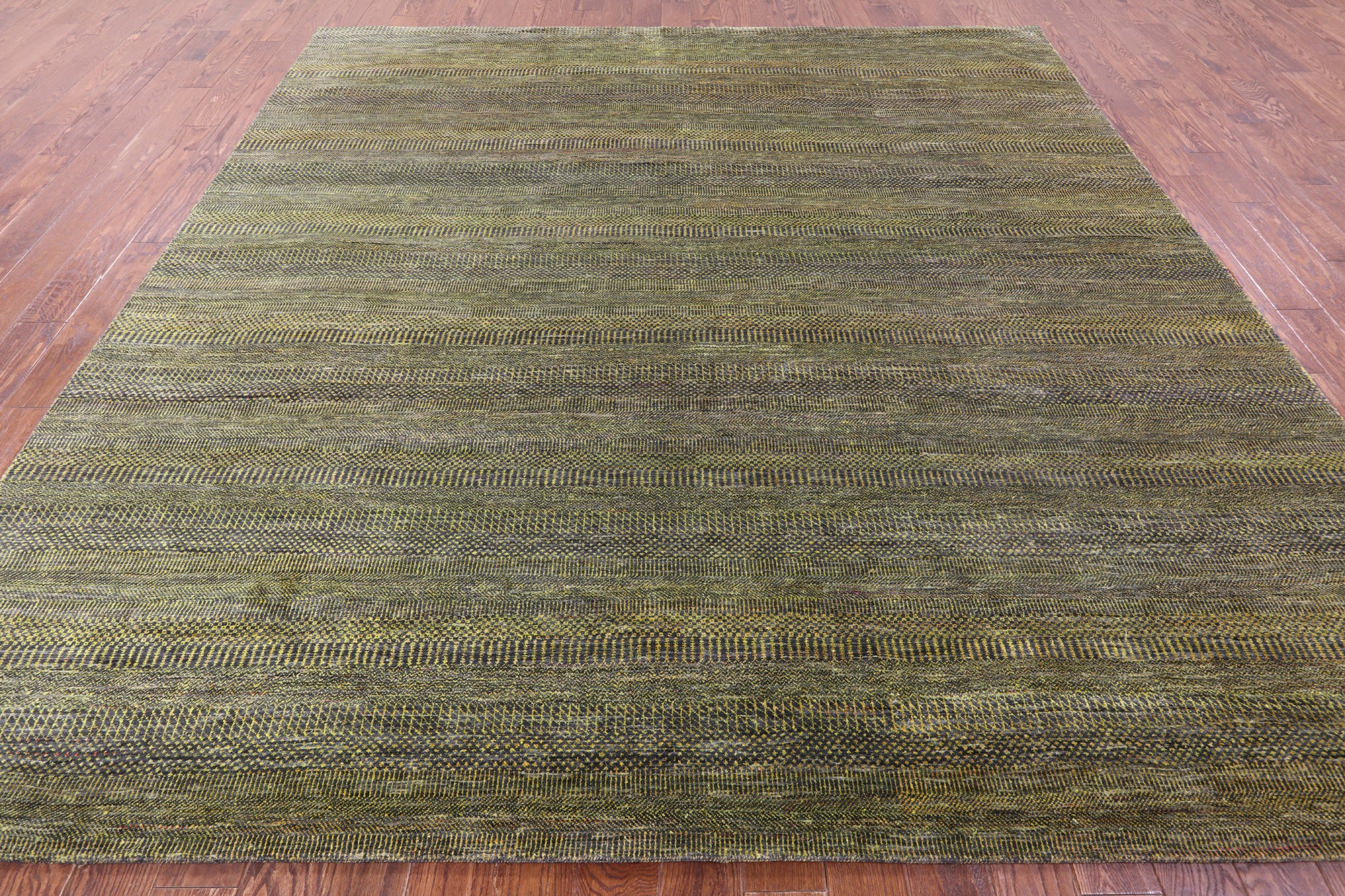 Gold Square Savannah Grass Hand Knotted Wool & Silk Rug - 9' 11" X 10' 2" - Golden Nile