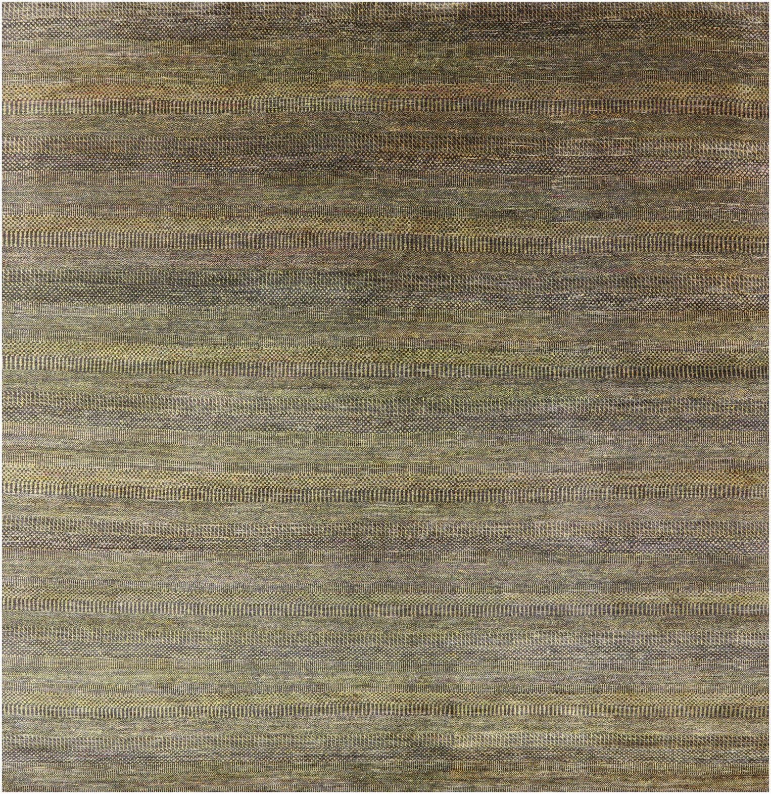 Gold Square Savannah Grass Hand Knotted Wool & Silk Rug - 9' 11" X 10' 2" - Golden Nile