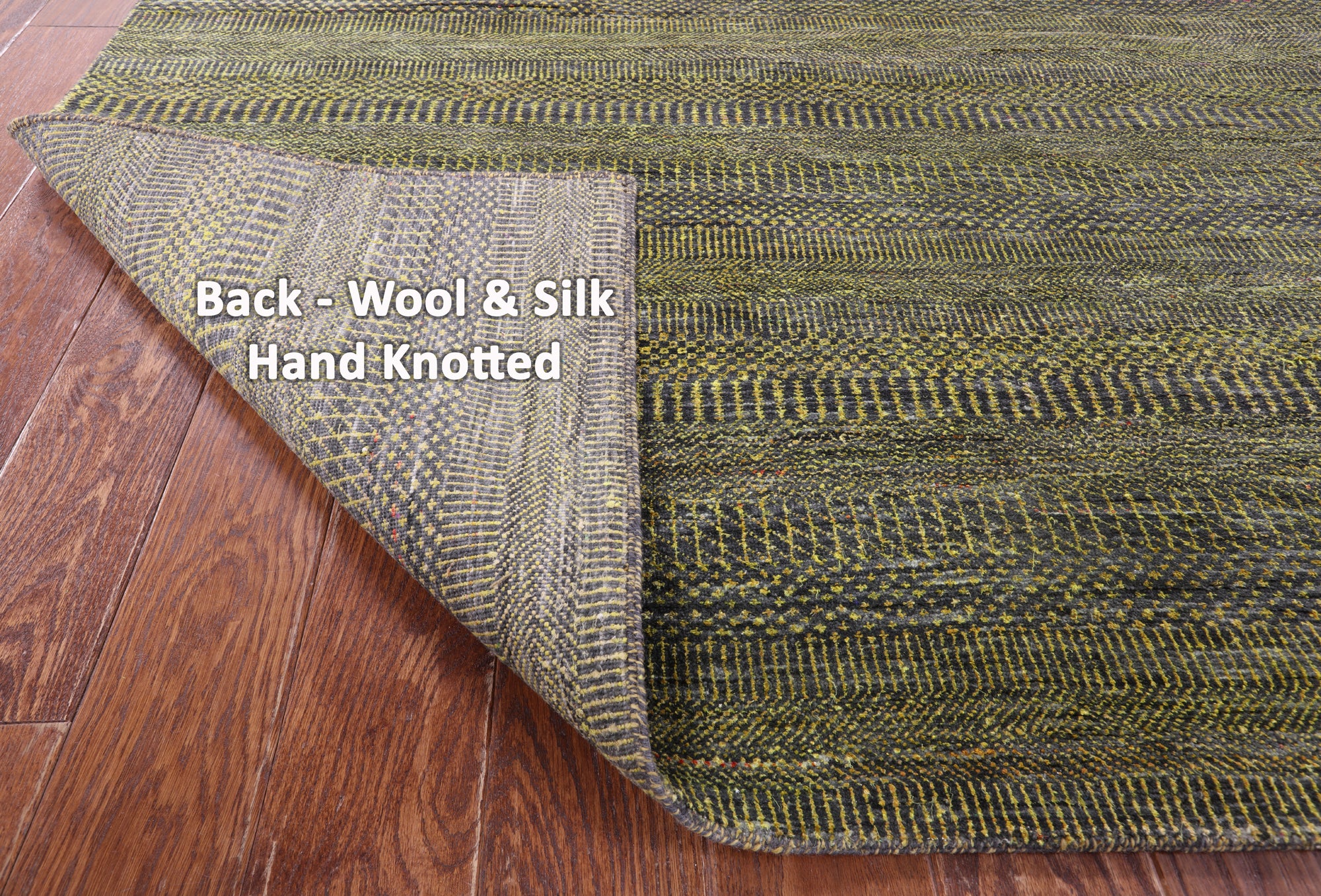 Gold Square Savannah Grass Hand Knotted Wool & Silk Rug - 9' 11" X 10' 2" - Golden Nile