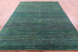 Green Savannah Grass Handmade Wool & Silk Rug - 8' 0" X 10' 0" - Golden Nile