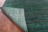 Green Savannah Grass Handmade Wool & Silk Rug - 8' 0" X 10' 0" - Golden Nile