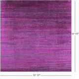 Purple Square Savannah Grass Hand Knotted Wool & Silk Rug - 11' 11" X 11' 11"