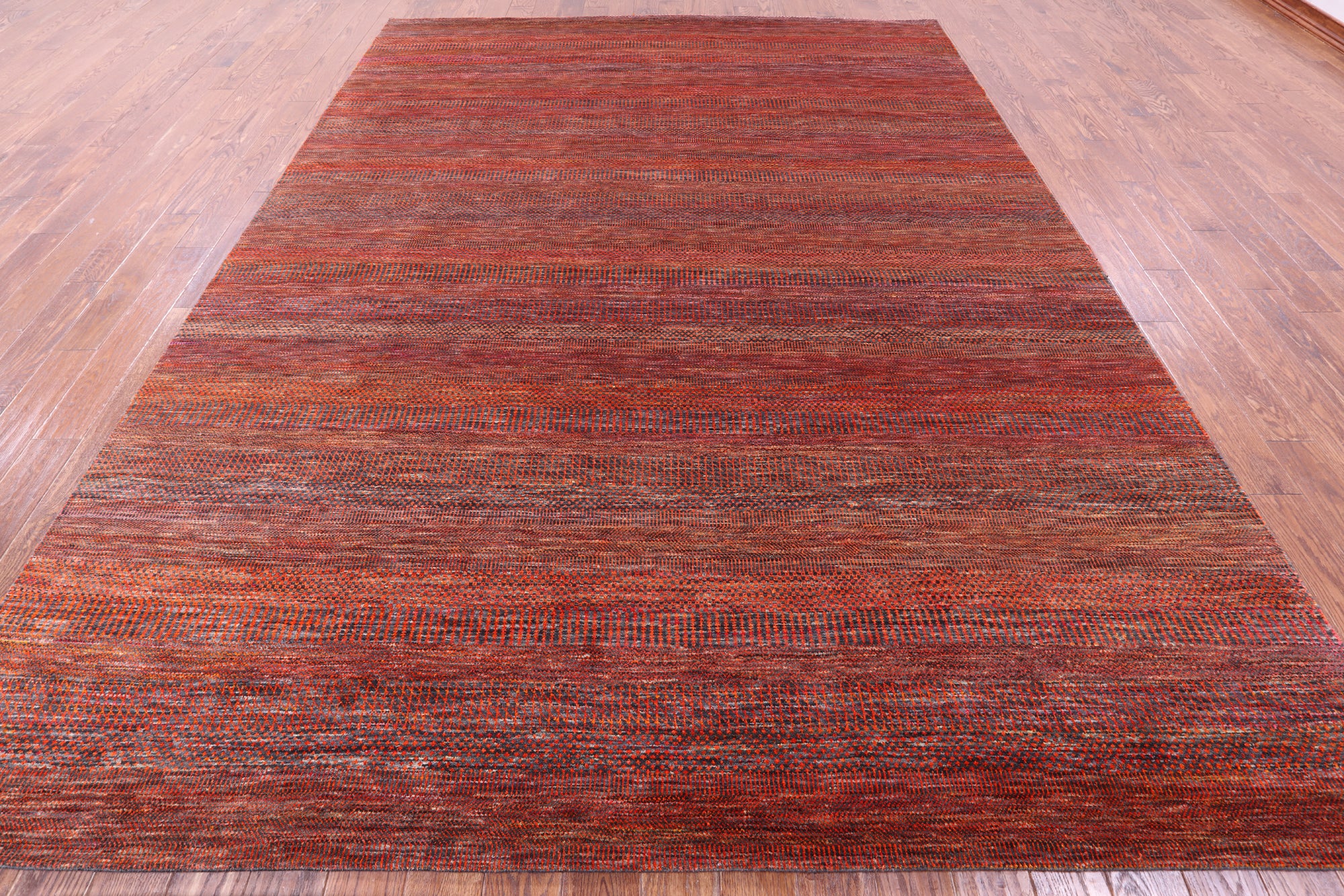 Orange Savannah Grass Hand Knotted Wool & Silk Rug - 8' 11" X 11' 10" - Golden Nile