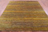 Gold Square Savannah Grass Hand Knotted Wool & Silk Rug - 7' 8" X 8' 0" - Golden Nile