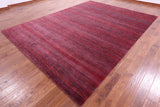 Red Savannah Grass Hand Knotted Wool & Silk Rug - 9' 0" X 12' 2" - Golden Nile