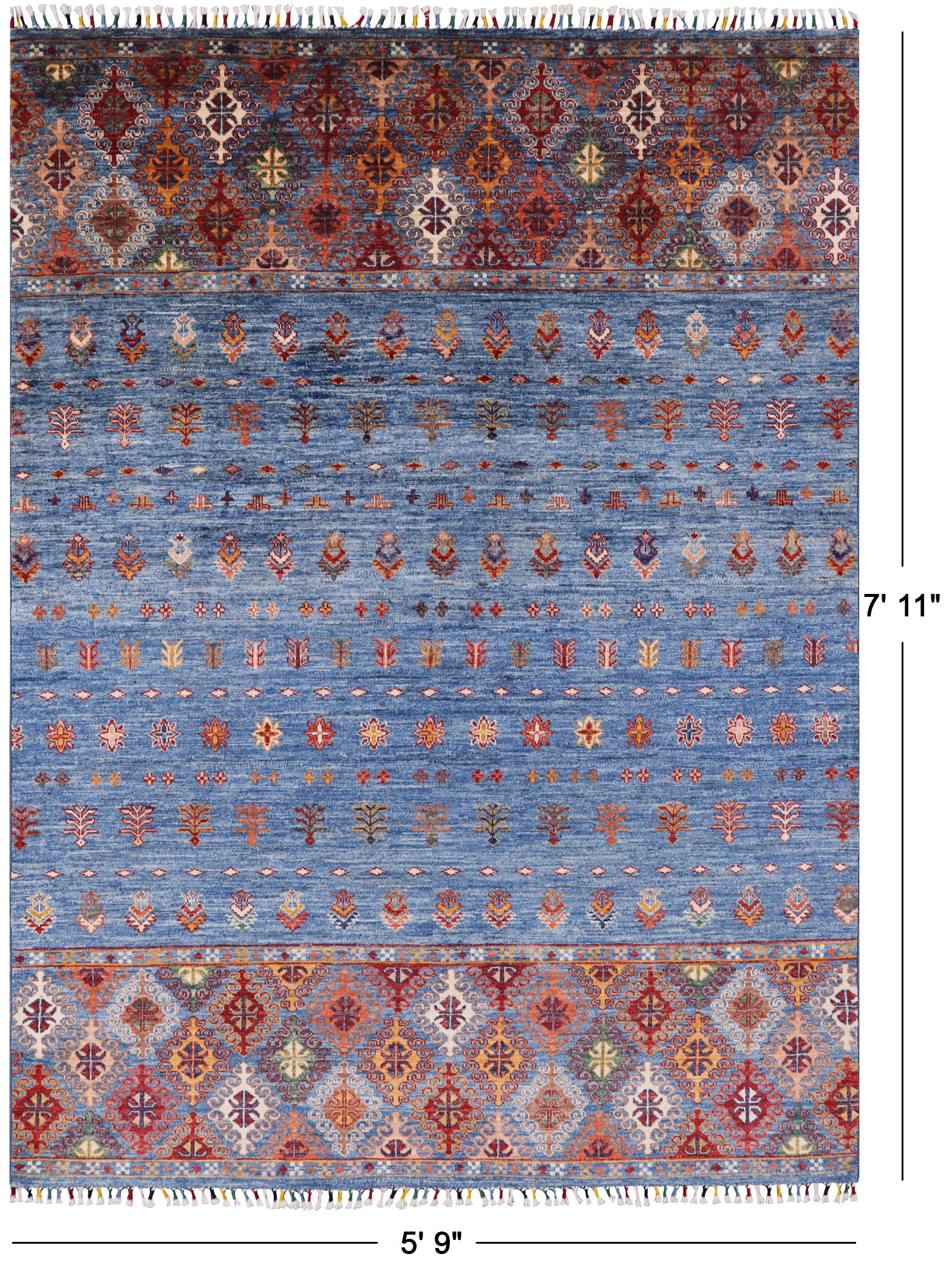 Tribal Gabbeh Hand Knotted Wool Area Rug - 5' 9" X 7' 11" - Golden Nile