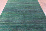 Green Savannah Grass Hand Knotted Wool & Silk Rug - 6' 1" X 9' 3" - Golden Nile