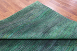Green Savannah Grass Hand Knotted Wool & Silk Rug - 6' 1" X 9' 3" - Golden Nile
