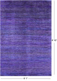Purple Savannah Grass Hand Knotted Wool & Silk Rug - 6' 1" X 8' 10" - Golden Nile