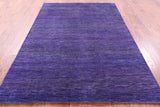 Purple Savannah Grass Hand Knotted Wool & Silk Rug - 6' 1" X 8' 10" - Golden Nile