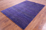Purple Savannah Grass Hand Knotted Wool & Silk Rug - 6' 1" X 8' 10" - Golden Nile