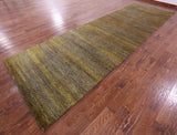 Gold Savannah Grass Hand Knotted Wool & Silk Rug - 5' 0" X 16' 7" - Golden Nile