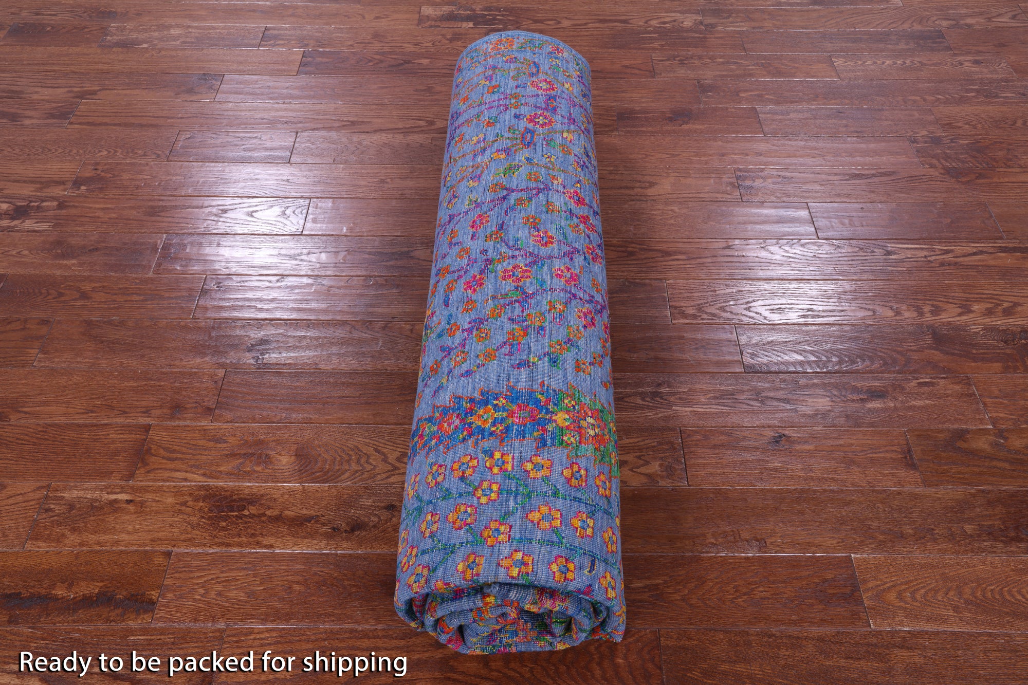 Blue Persian Ziegler Hand Knotted Wool & Silk Rug - 9' 0" X 12' 1" - Golden Nile
