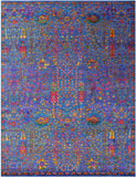 Blue Persian Ziegler Hand Knotted Wool & Silk Rug - 9' 0" X 12' 1" - Golden Nile