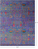Blue Persian Ziegler Hand Knotted Wool & Silk Rug - 9' 0" X 12' 1" - Golden Nile