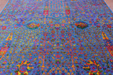 Blue Persian Ziegler Hand Knotted Wool & Silk Rug - 9' 0" X 12' 1" - Golden Nile