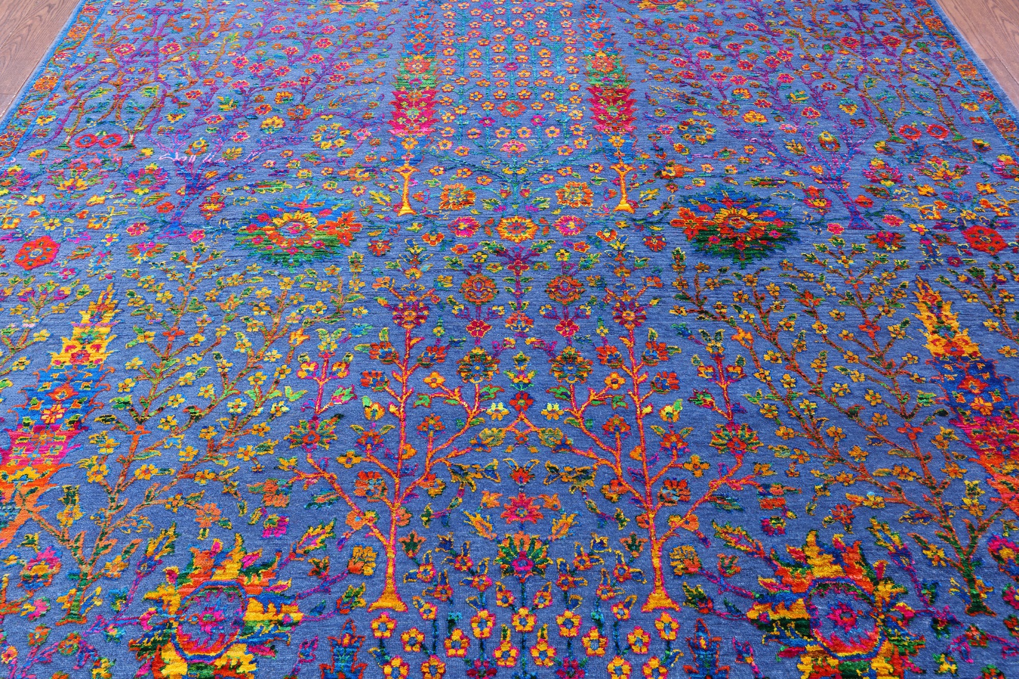 Blue Persian Ziegler Hand Knotted Wool & Silk Rug - 9' 0" X 12' 1" - Golden Nile
