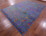 Blue Persian Ziegler Hand Knotted Wool & Silk Rug - 9' 0" X 12' 1" - Golden Nile