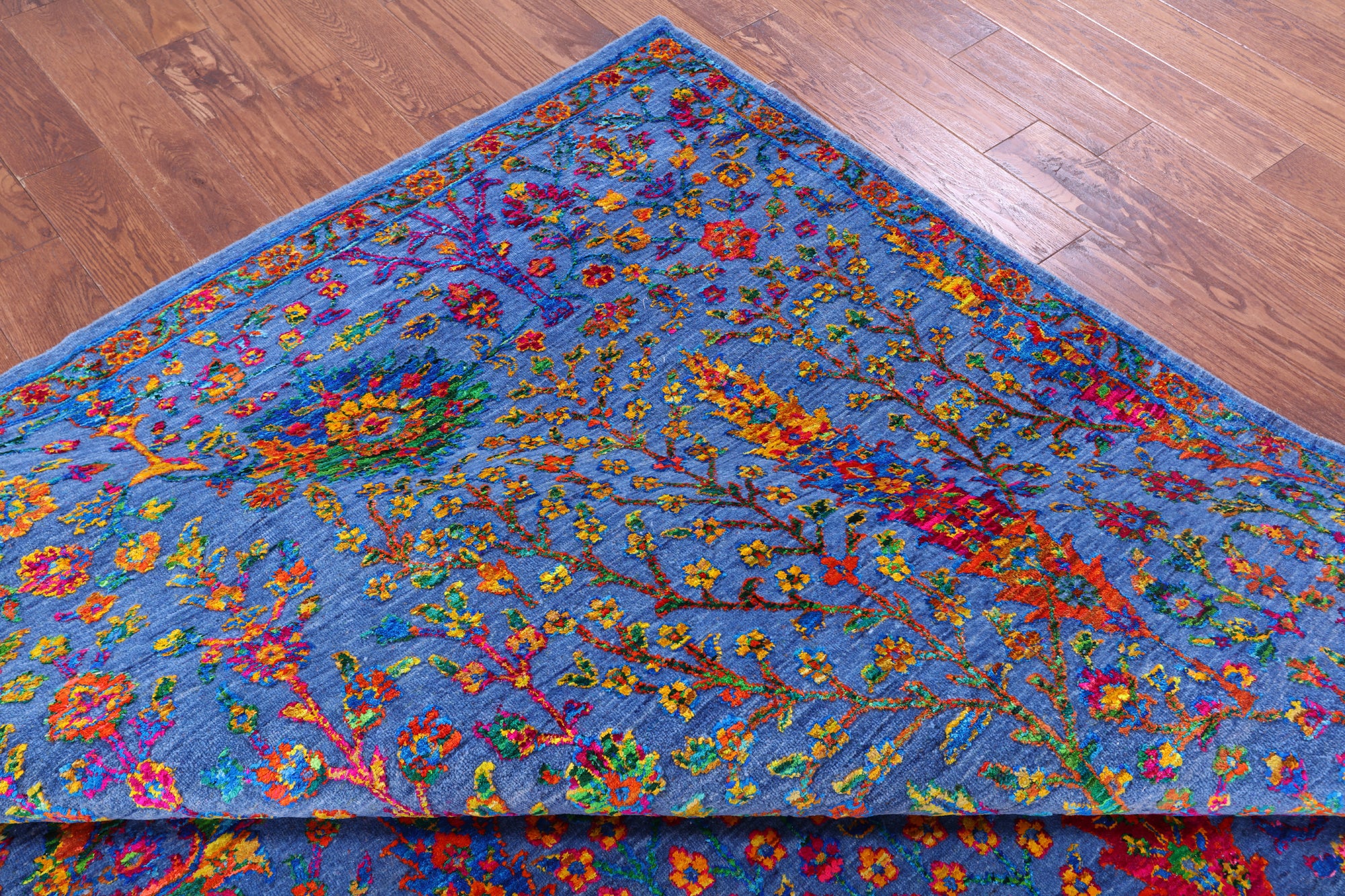 Blue Persian Ziegler Hand Knotted Wool & Silk Rug - 9' 0" X 12' 1" - Golden Nile