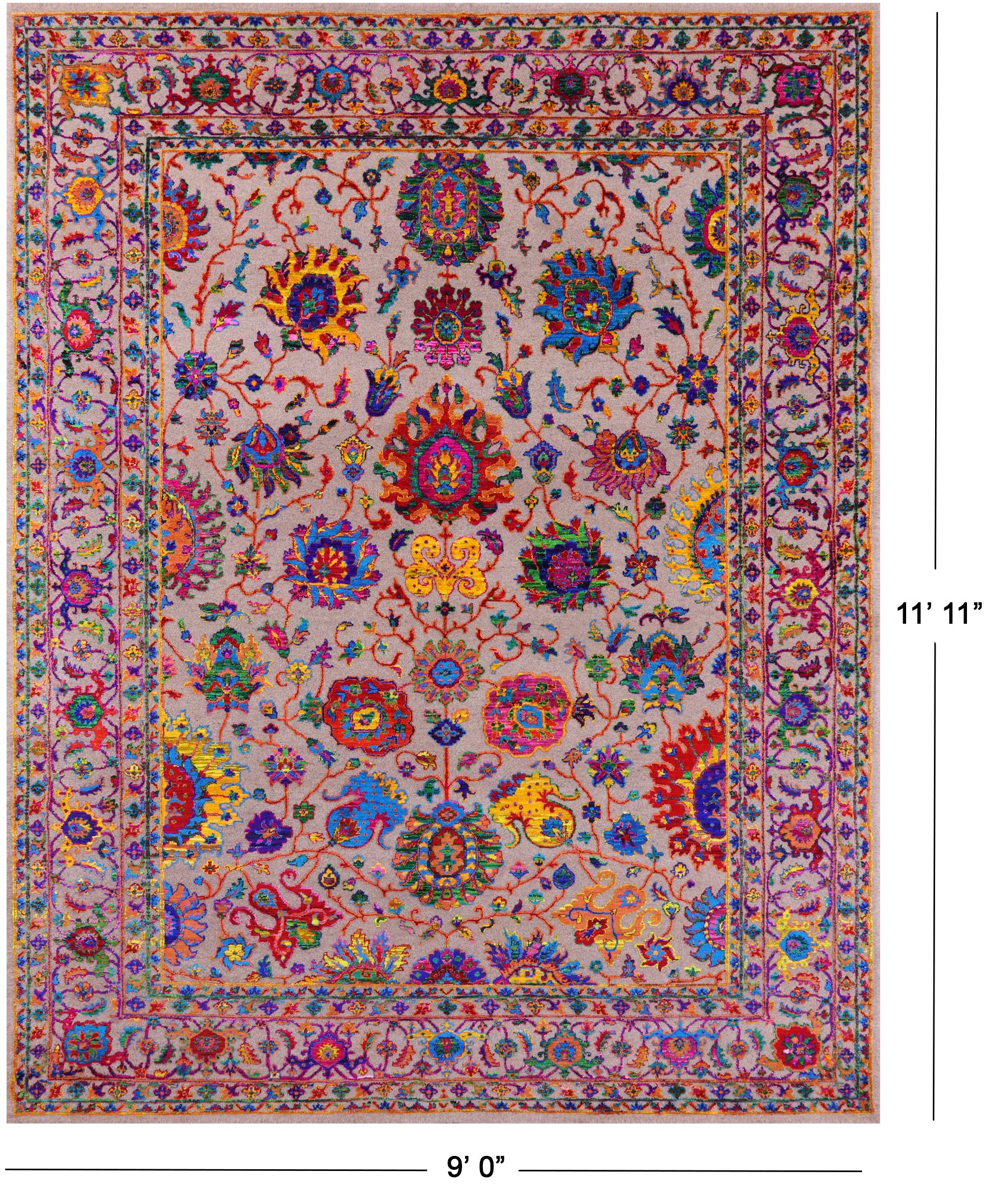 Persian Tabriz Hand Knotted Wool & Silk Rug - 9' 0" X 11' 11" - Golden Nile