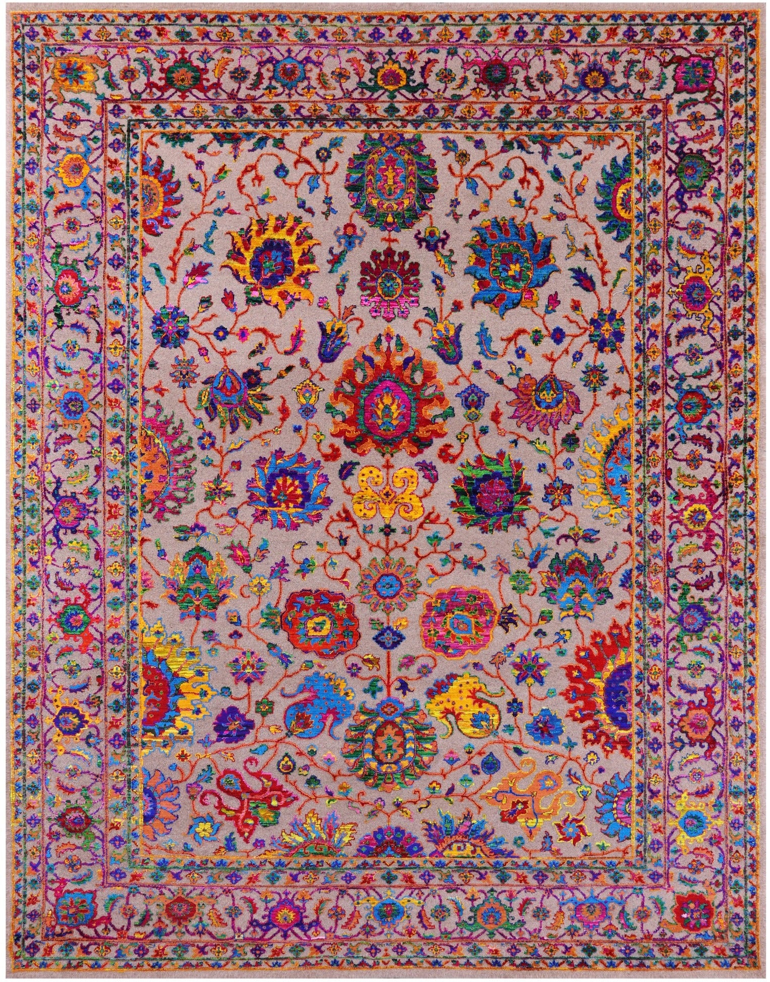Persian Tabriz Hand Knotted Wool & Silk Rug - 9' 0" X 11' 11" - Golden Nile
