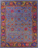 Blue Persian Tabriz Hand Knotted Wool & Silk Rug - 12' 0" X 14' 11" - Golden Nile