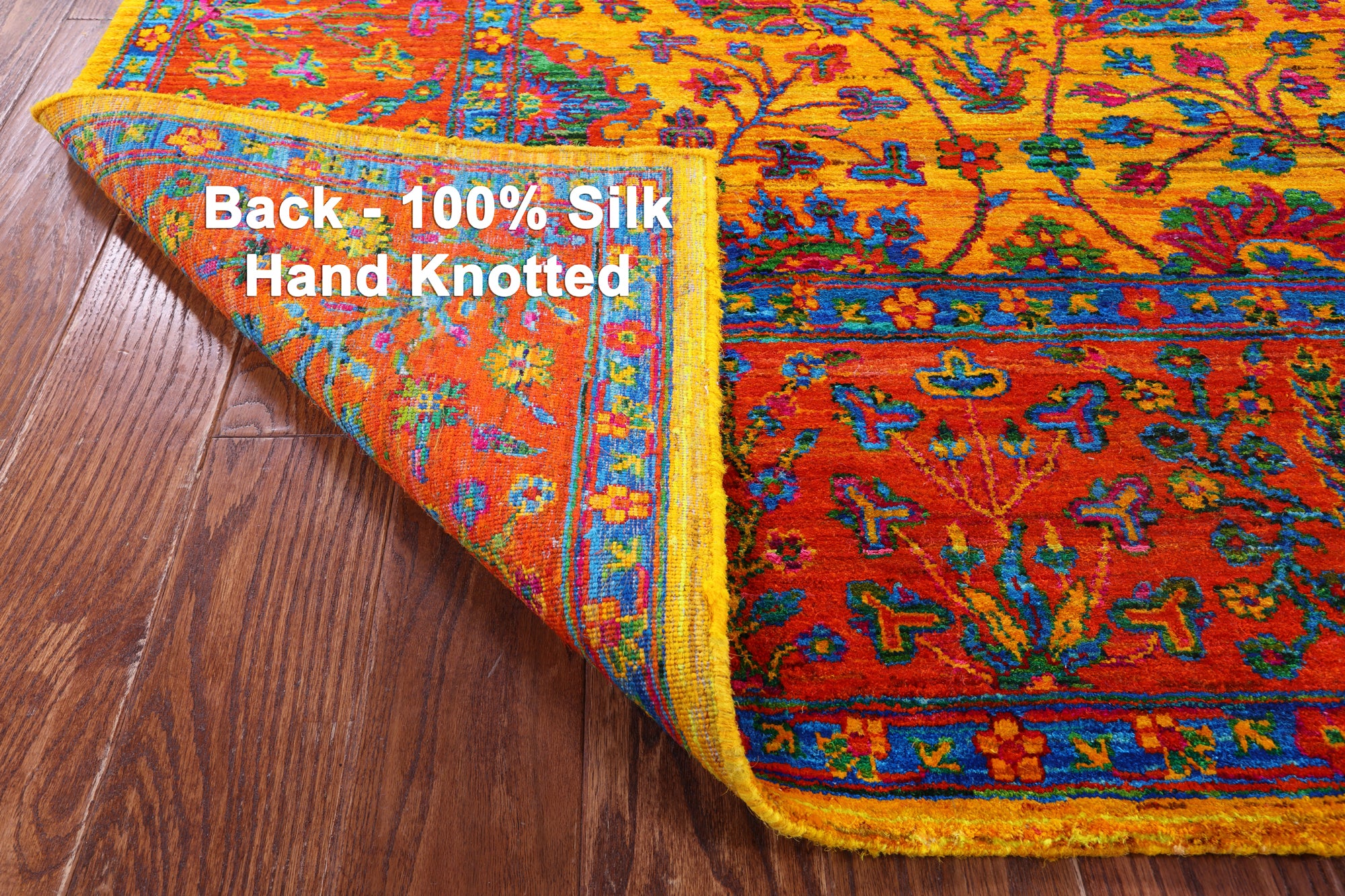 Gold Persian Tabriz Hand Knotted 100% Silk Rug - 8' 0" X 10' 3" - Golden Nile