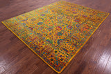 Gold Persian Tabriz Hand Knotted Silk Rug - 8' 2" X 10' 2" - Golden Nile