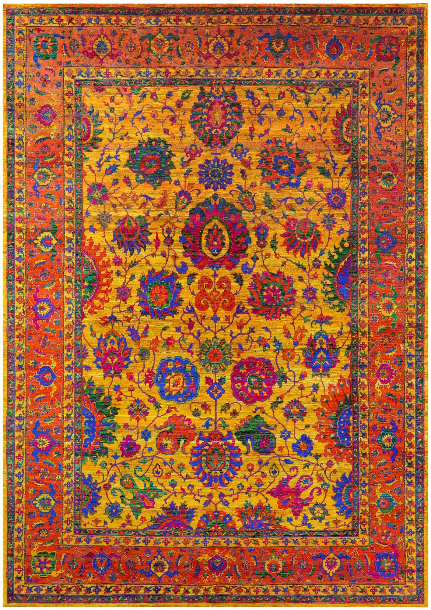 Gold Persian Tabriz Hand Knotted 100% Silk Rug - 9' 11" X 14' 0" - Golden Nile