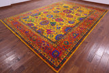 Gold Persian Tabriz Hand Knotted Silk Rug - 9' 11" X 14' 0" - Golden Nile