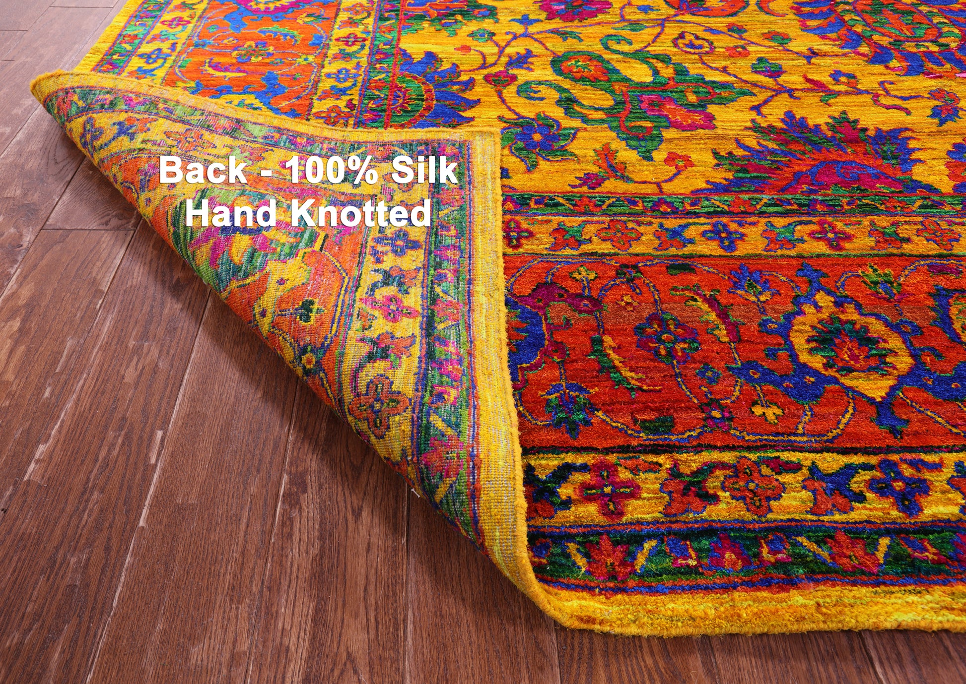 Gold Persian Tabriz Hand Knotted 100% Silk Rug - 9' 11" X 14' 0" - Golden Nile