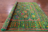 Green Persian Tabriz Hand Knotted 100% Silk Rug - 10' 0" X 14' 2" - Golden Nile