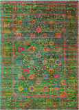 Green Persian Tabriz Hand Knotted 100% Silk Rug - 10' 0" X 14' 2" - Golden Nile