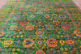 Green Persian Tabriz Hand Knotted 100% Silk Rug - 10' 0" X 14' 2" - Golden Nile
