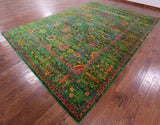 Green Persian Tabriz Hand Knotted 100% Silk Rug - 10' 0" X 14' 2" - Golden Nile