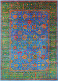 Blue Persian Tabriz Handmade 100% Silk Rug - 10' 1" X 14' 0" - Golden Nile