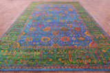 Blue Persian Tabriz Handmade 100% Silk Rug - 10' 1" X 14' 0" - Golden Nile