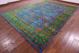 Blue Persian Tabriz Handmade 100% Silk Rug - 10' 1" X 14' 0" - Golden Nile