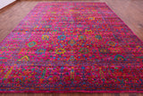 Pink Persian Tabriz Hand Knotted Silk Rug - 11' 11" X 15' 2" - Golden Nile