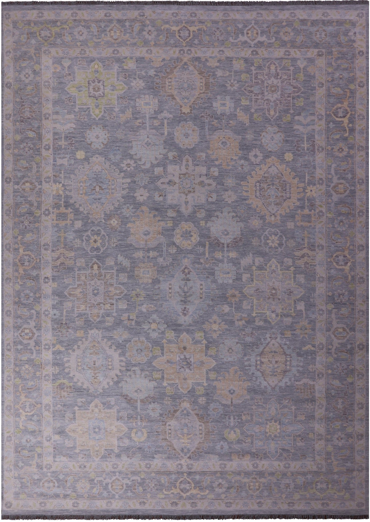 Grey Geometric Fine Serapi Hand Knotted Wool Rug - 14' 3" X 20' 0" - Golden Nile