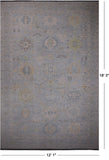 Silver Geometric Fine Serapi Hand Knotted Wool Rug - 12' 1" X 18' 3"