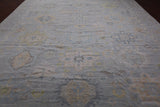Silver Geometric Fine Serapi Hand Knotted Wool Rug - 12' 1" X 18' 3"