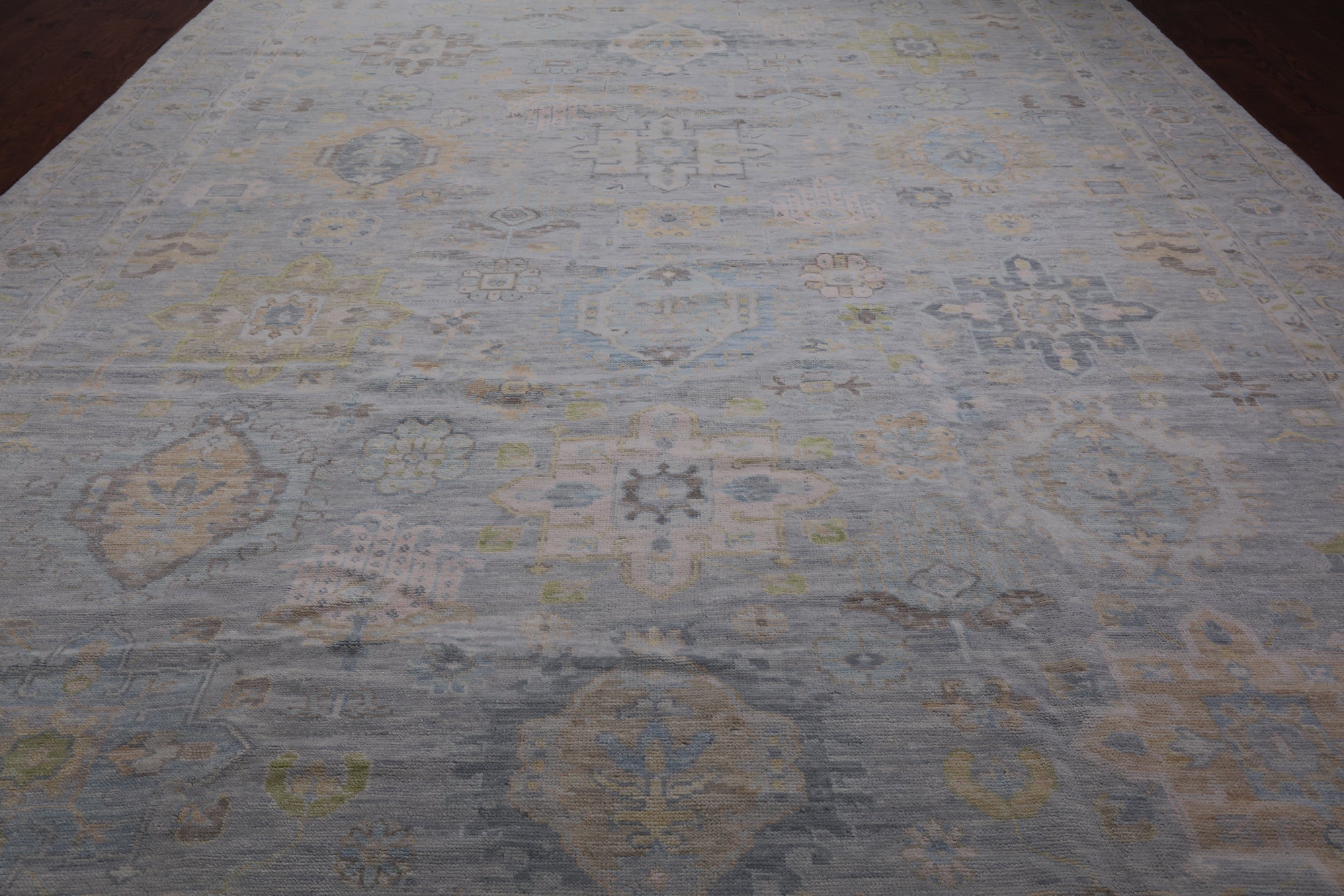 Silver Geometric Fine Serapi Hand Knotted Wool Rug - 12' 1" X 18' 3"