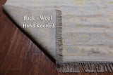 Silver Geometric Fine Serapi Hand Knotted Wool Rug - 12' 1" X 18' 3"