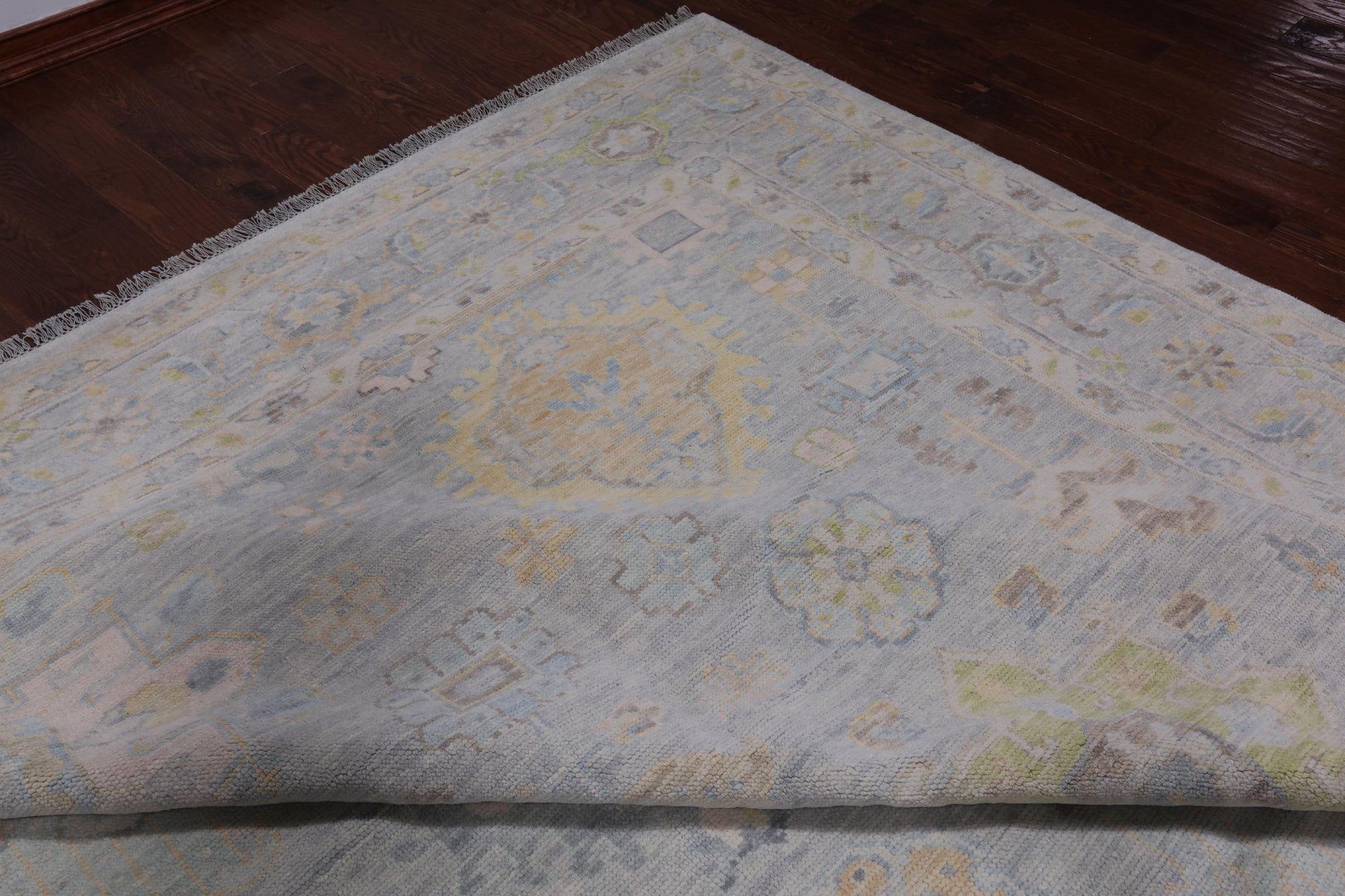 Silver Geometric Fine Serapi Hand Knotted Wool Rug - 12' 1" X 18' 3"