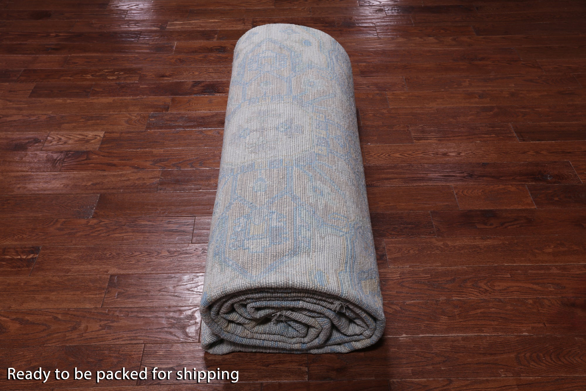 Silver Geometric Heriz Serapi Hand Knotted Wool Rug - 12' 2" X 17' 10"