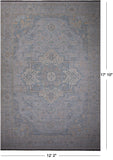 Silver Geometric Heriz Serapi Hand Knotted Wool Rug - 12' 2" X 17' 10"
